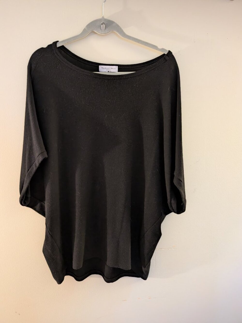 MIchael Stars Verna Dolman Sleeve Knit Top, Black, size XXL